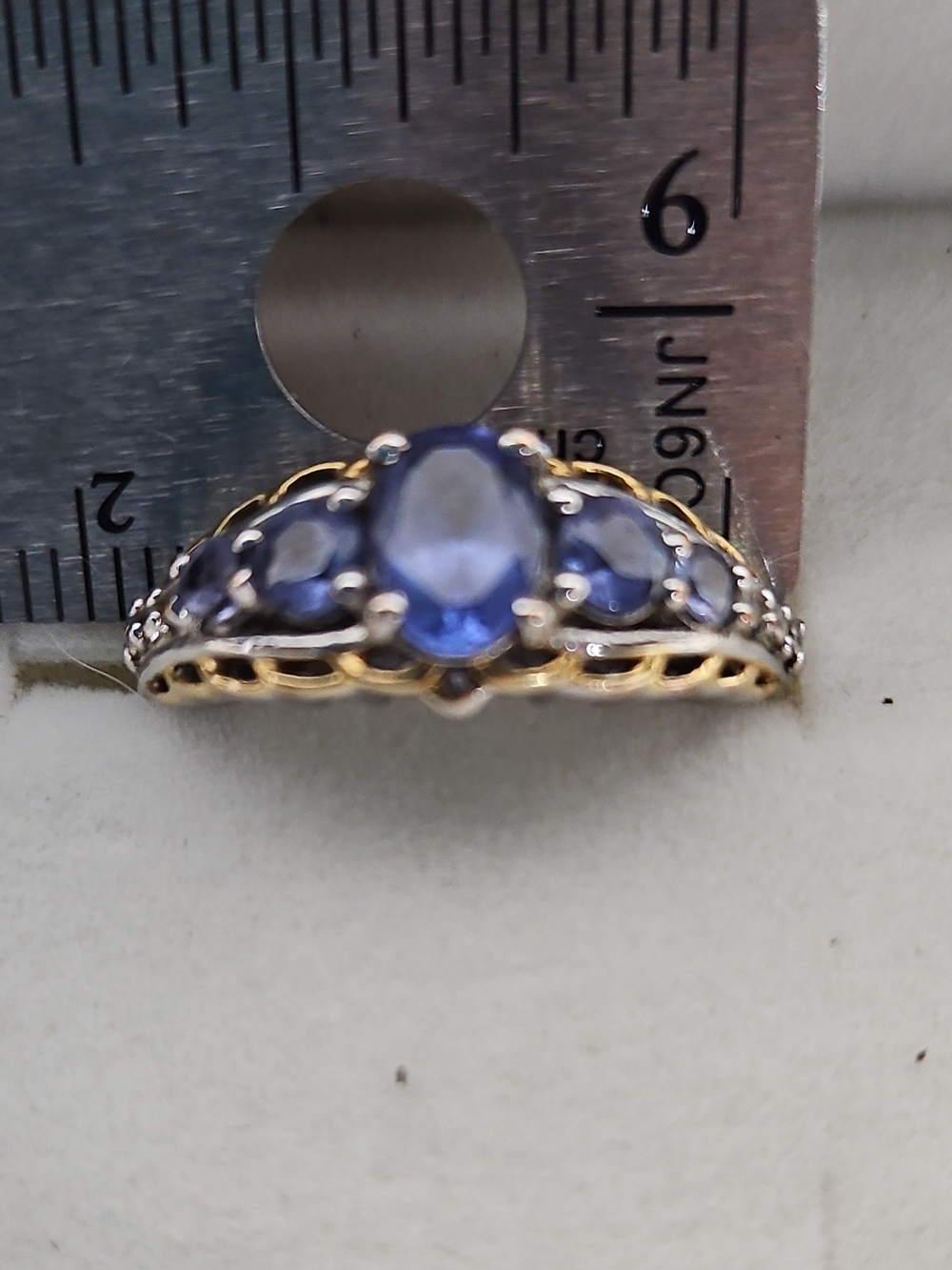 Blue Tanzanite Gemstone 925 Silver With Gold Plat Gold Plate Around Stones